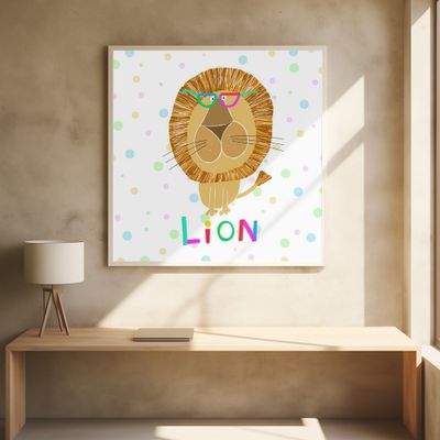 Funny Lion Wearing Glasses by Artist Carla Daly