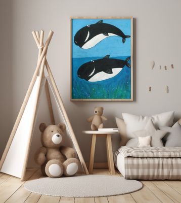 Two Whales in the Ocean by Artist Carla Daly