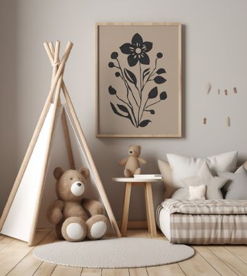 Black Flower Modern Botanical Silhouette