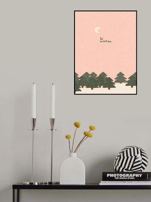 Magical snowfall in the forest. Hello winter