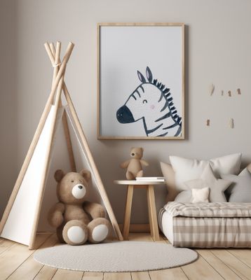 Inky Zebra Simple Boho Kids &amp; baby nursery jungle theme