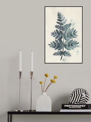 Teal watercolor fern 1