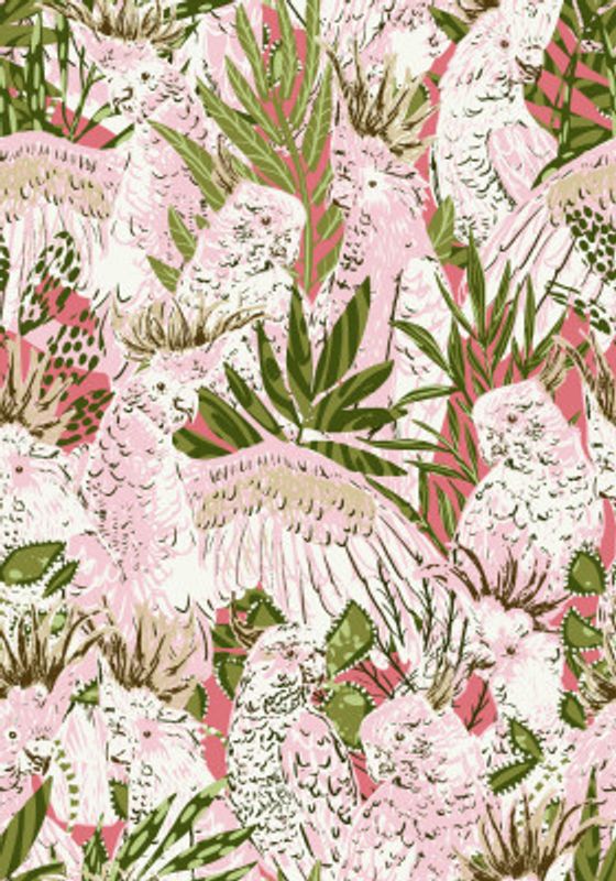 Tropical Lounge Cockatoos Pink pattern