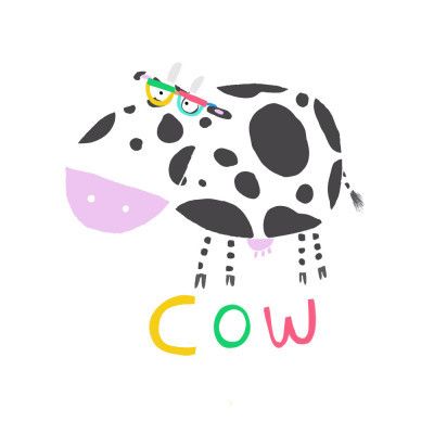 Happy Cow Wearing Colorful Glasses by Illustrator Carla Daly