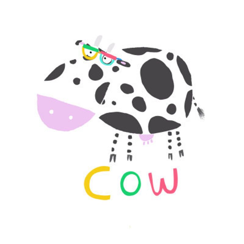 Happy Cow Wearing Colorful Glasses by Illustrator Carla Daly