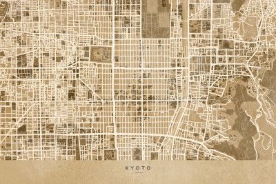 Sepia map of Kyoto