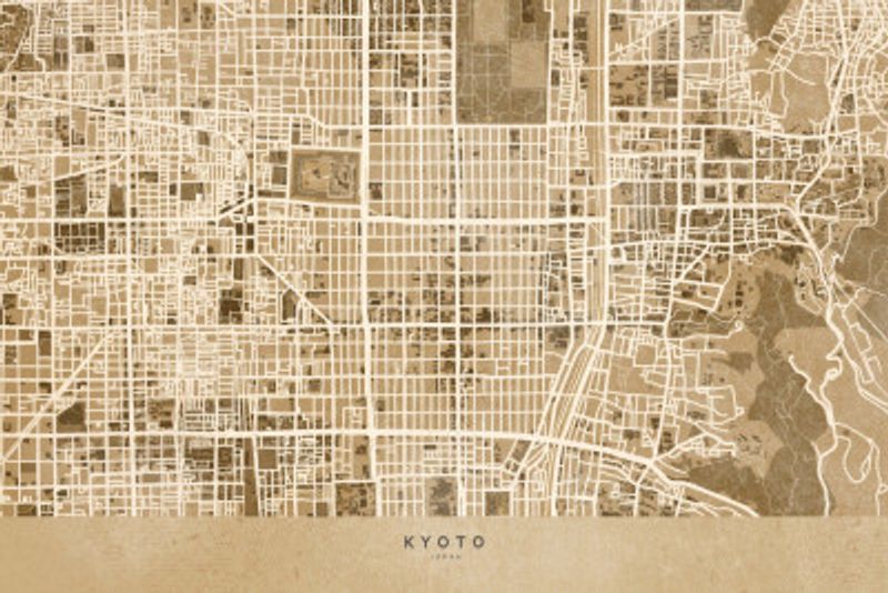 Sepia map of Kyoto