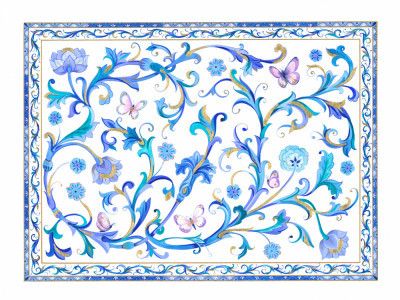 Blue Pattern and Butterflies