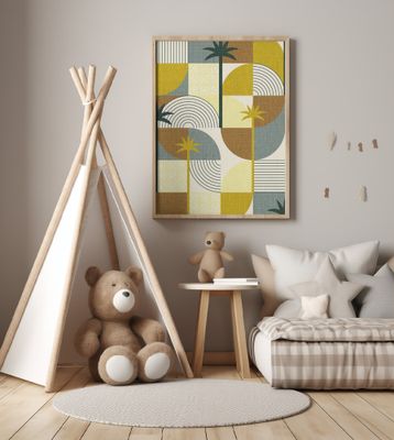 Palm Springs Desert Shapes and Palms Mustard