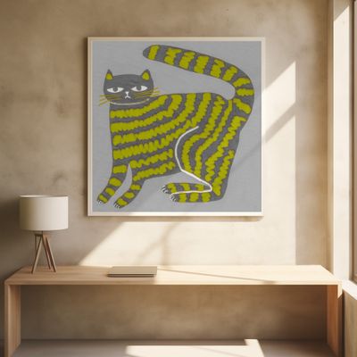 Cat with stripes yellow