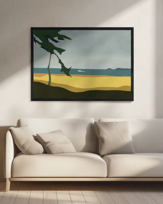 Beach Scene with Distant Boat