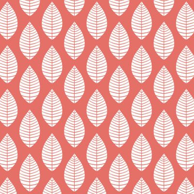White on Red Leaves Pattern