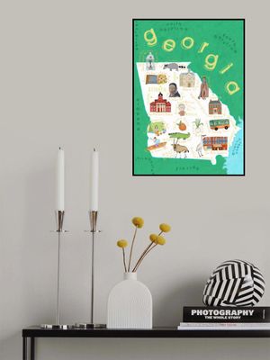 Illustrated Map of Georgia State by Artist Carla Daly