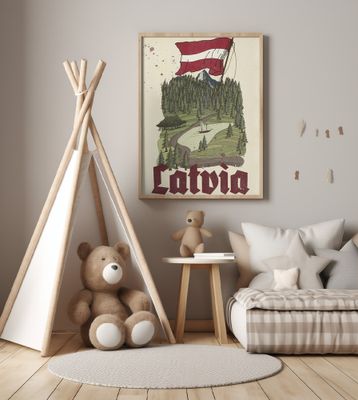 Latvia Vintage Travel Poster