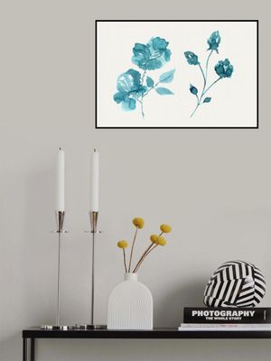 Aqua Blue Blossom Watercolour