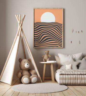 Sunset With Wavy Lines And Warm Colors