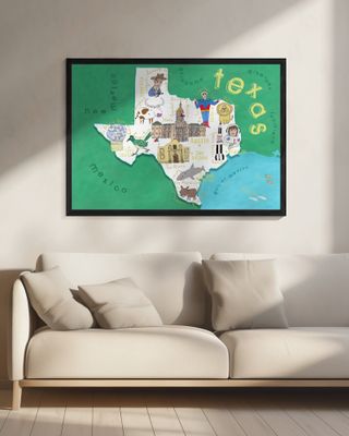 Texas State Map Illustration by Map Artist Carla Daly