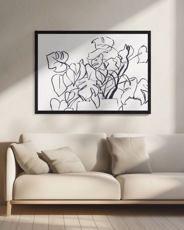 Black and White Monstera Large