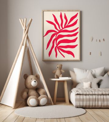 Red Silhouette Textured Branch