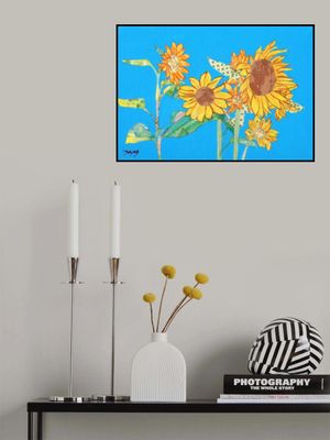 Sun Flower Oil&amp; Masking Tape Collage On Canvas