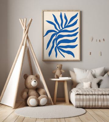 Blue Silhouette Textured Branch