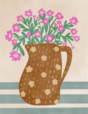 Pink Flowers In Vibrant Flower Vase