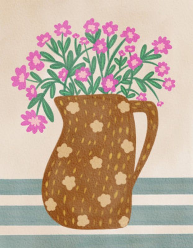 Pink Flowers In Vibrant Flower Vase