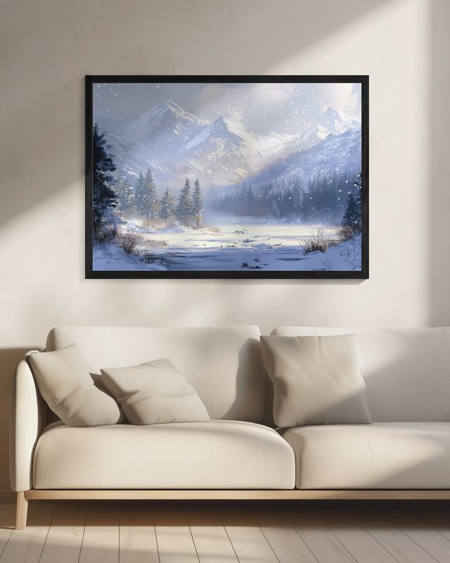 Winter Snowy Landscape Brush Strokes