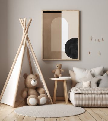 Geometric Shapes in Earthy Tones with a Black Circle