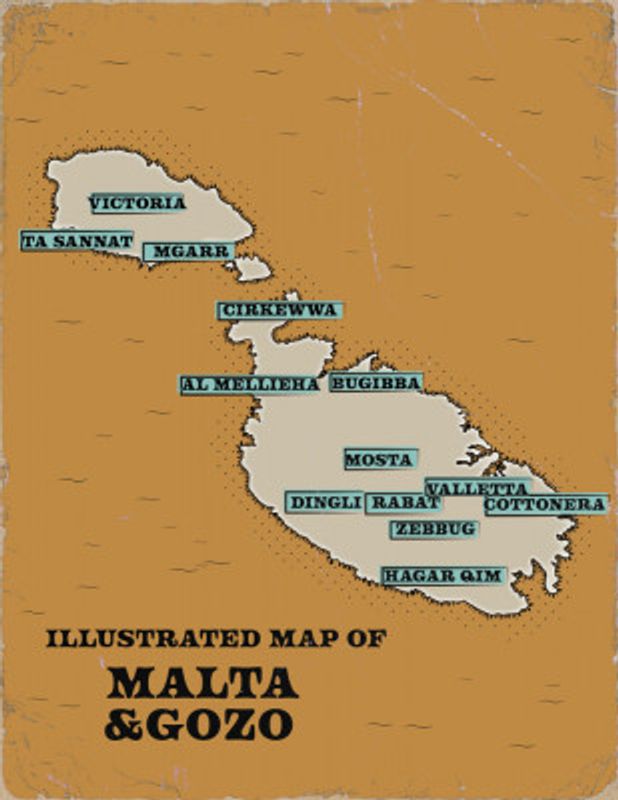 Illustrated Map Of Malta &amp; Gozo