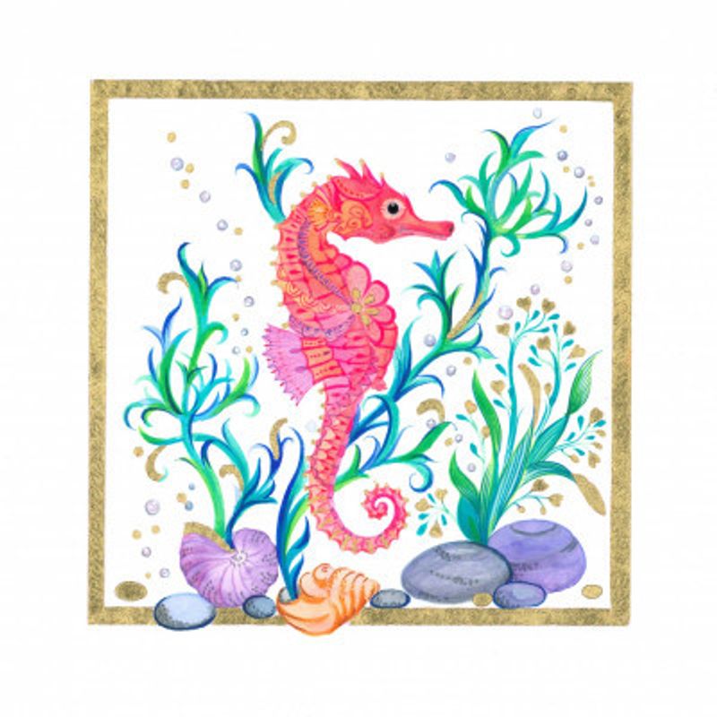 Seahorse, Pearls and Shells