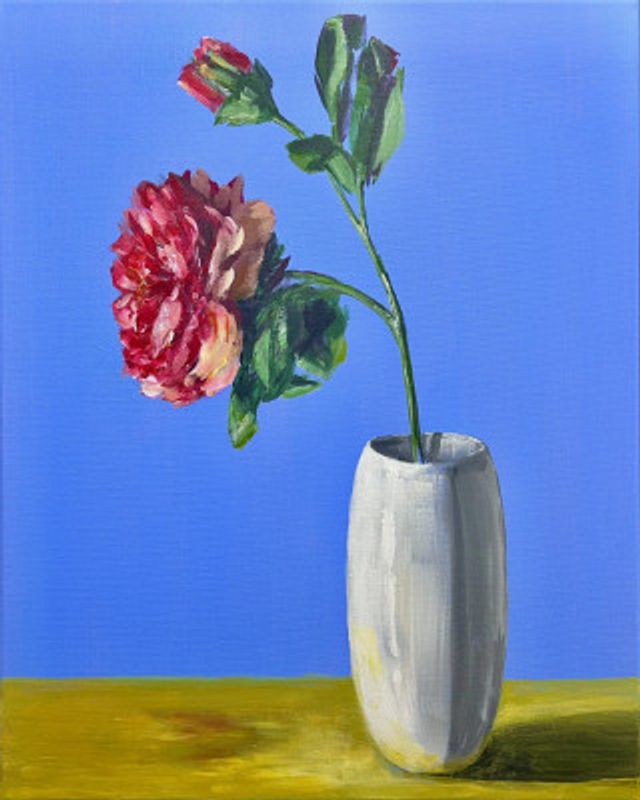 High-Contrast Peony Painting – Vibrant Floral Art in White Vase for Home, Office or Gift Interior - Flowers 004