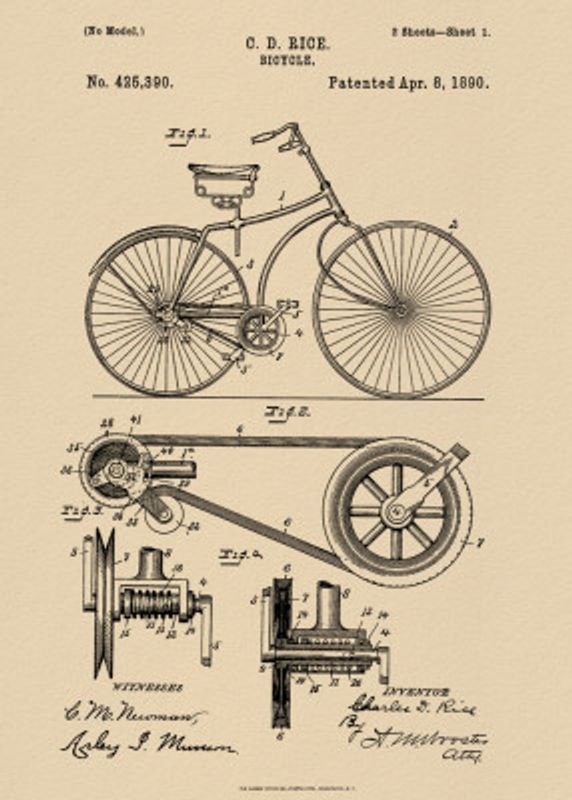 Bicycle Patent 1890