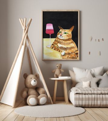 Cat Friday Night Drinks Wine Funny Cat Humour