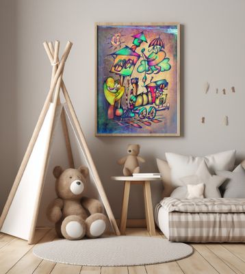 The umbrella man catches the locomotive