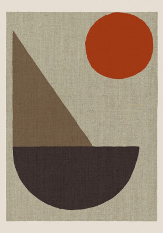 Abstract Shapes in Earth Tones with Red Circle