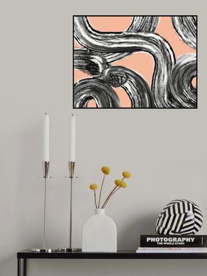 Zen line art in black pink V2