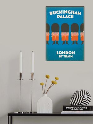 Buckingham Palace London By Train Vintage poster