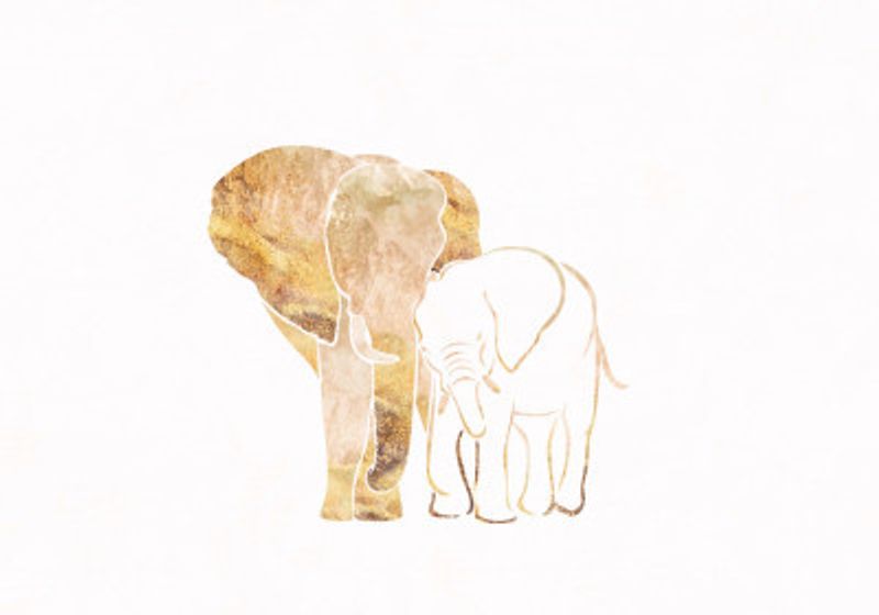Gold Elephant Line art Silhouettes 1