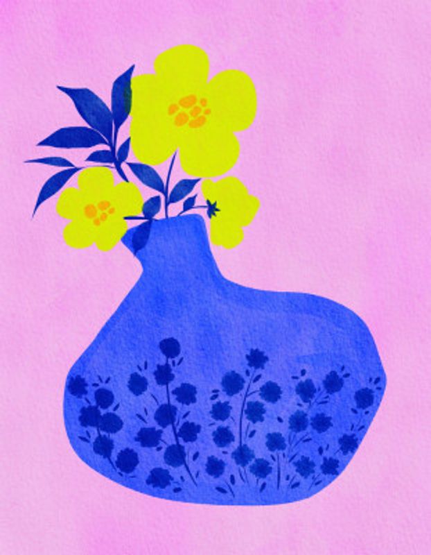 Blue Floral Vase