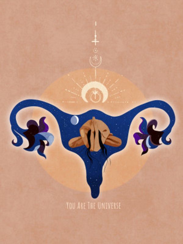 Spiritual, Feminine, Energy, Stars, Moon, Vulva,  Meditation, Yoga, and Inspiration Poster Spir 1b