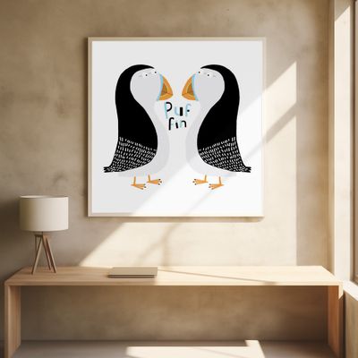 Two Puffins with Hand Drawn Text By Carla Daly