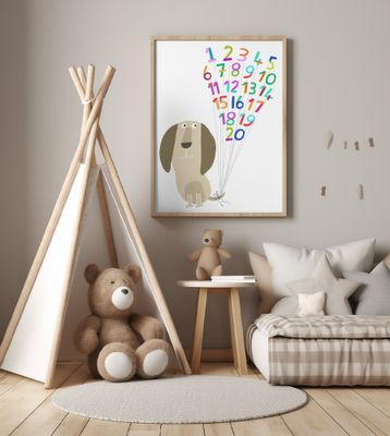 Dog with Numbers 1 to 20 by Artist Carla Daly