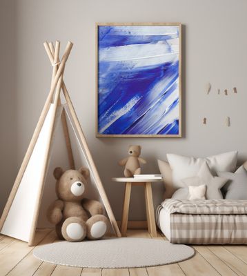 White and Blue Brushstrokes