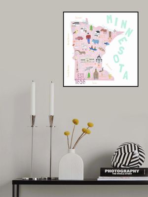 Minnesota Map Illustration with State Icons by Carla Daly