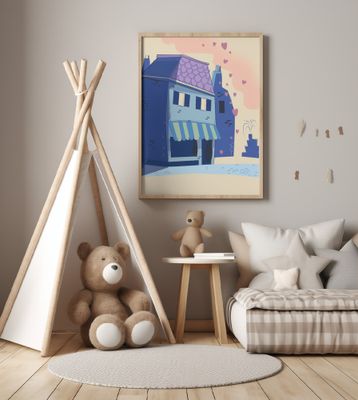 Whimsical House With Blue Tones