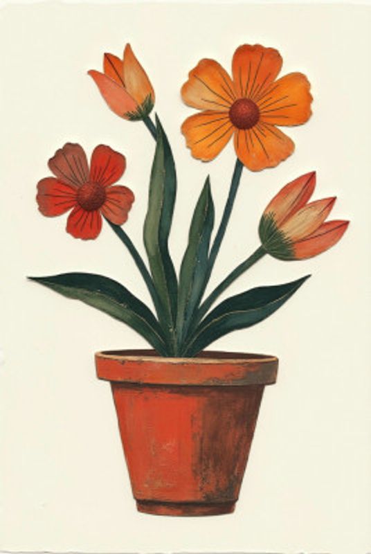 Potted Florals Colorful Flowers