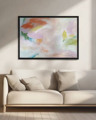 Dynamic Brushstrokes of Orange Green and Purple