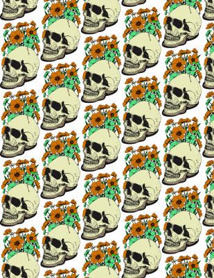 Skull and Flowers Pattern