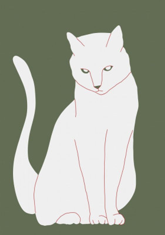 White and green cat